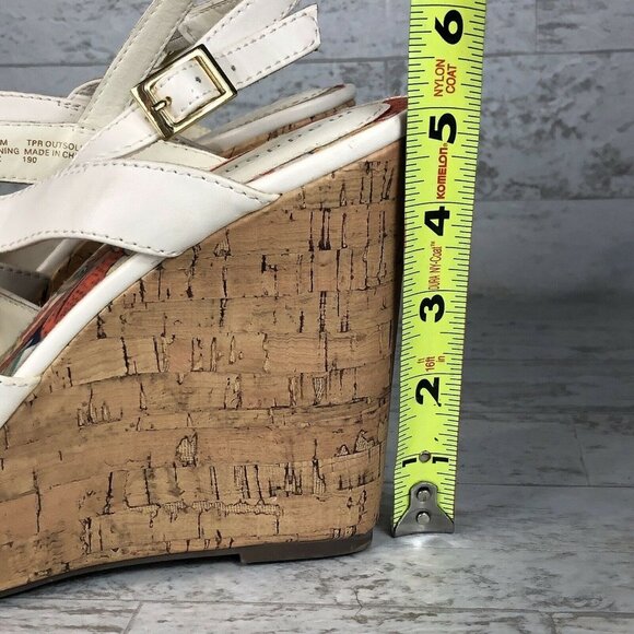 Michael Kors Platform Cork Wedges Strappy Sandals Ivory Leather Ennette Size 9.5 - Picture 4 of 11